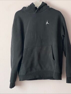 Jordan Black Crewneck Hooded Sweatshirt with White Jumpman
